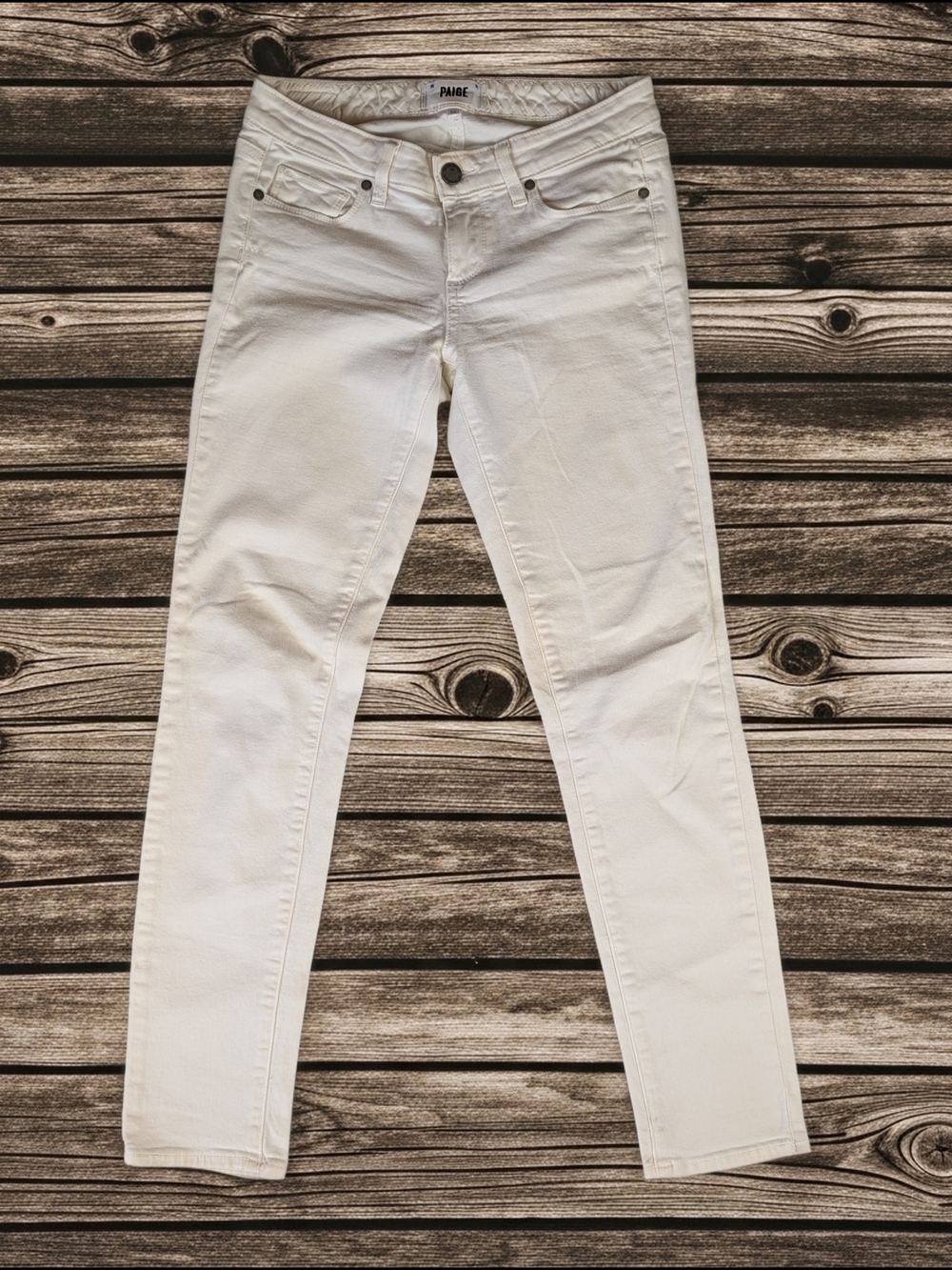 PAIGE Skyline Ankle Peg Skinny Jeans Womens Size 26 Optic White‎ Denim